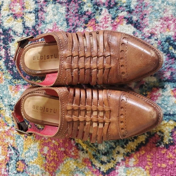 Bedstu Kennya Brown Leather Pointy Toe Flats - Picture 4 of 7